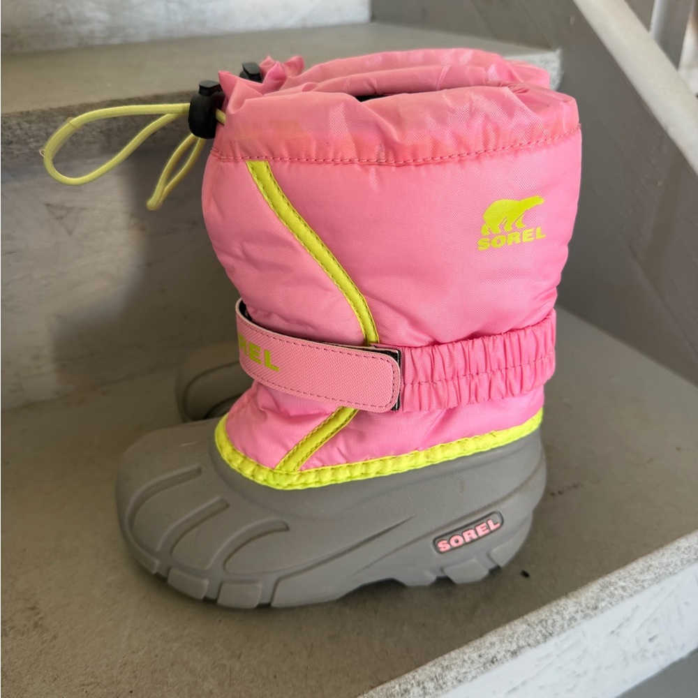 Sorel Neon Pink and Gray Kids' Snow Boots